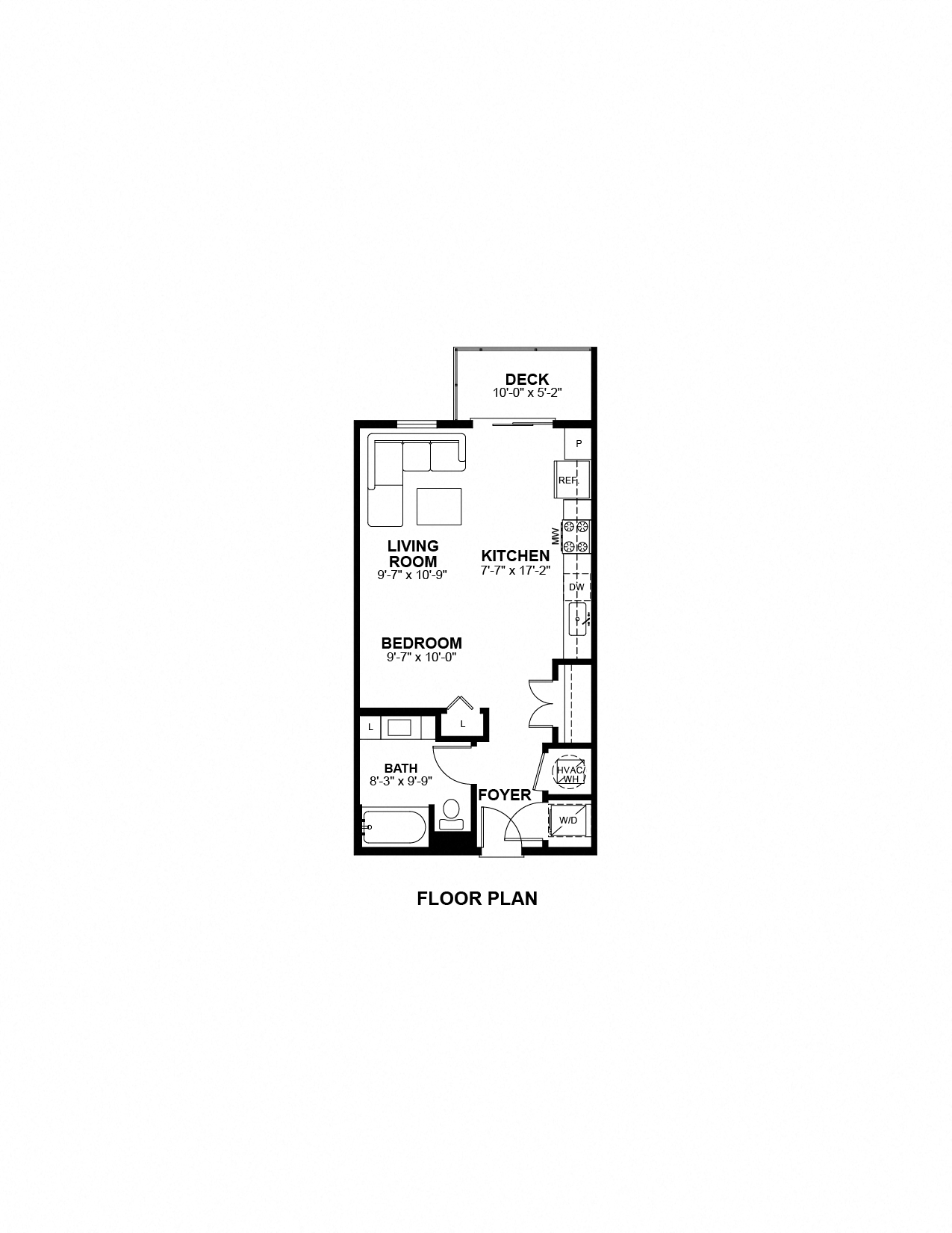 Floor plan for studio, 1 bath, 539 sqft